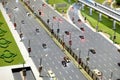 Model of city street with multi lane highway