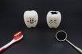 Model Cute toys teeth in dentistry on a black background