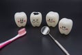 Model Cute toys teeth in dentistry on a black background