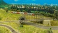 Budapest, Hungary - JUN 01, 2018: Miniversum Exhibition - Model of diesel locomotive passing through country side