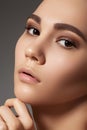 Model face with fashion make-up, health clean skin Royalty Free Stock Photo