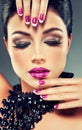 Model with fashionable nail Polish Royalty Free Stock Photo