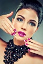 Model with fashionable nail Polish Royalty Free Stock Photo