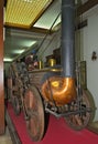 Model of the first steam locomotive on display at railway museum in Belgrade, Serbia