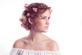 Model with floral delicate hairstyle