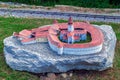 Model of the fortified church of Prejmer in Mini Transylvania Park at Szejke Baths, Odorheiu Secuiesc, Transylvania, Romania Royalty Free Stock Photo