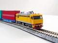 Model Freight Train on Tracks Royalty Free Stock Photo