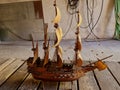 model of galleons made of wood after old. it is not Royalty Free Stock Photo