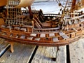 model of galleons made of wood after old. it is not Royalty Free Stock Photo