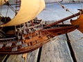 model of galleons made of wood after old. it is not Royalty Free Stock Photo