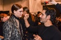 A model getting ready backstage at the Nicole Miller fashion show during MBFW Fall 2015 Royalty Free Stock Photo