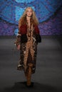 Model Gigi Hadid walks the runway at the Anna Sui fashion show during MBFW Fall 2015 Royalty Free Stock Photo