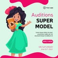 Banner design of auditions super model Royalty Free Stock Photo