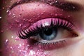 Model girl pink glitter. Generate Ai Royalty Free Stock Photo