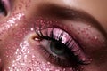 Model girl pink glitter. Generate Ai Royalty Free Stock Photo