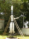 Bangalore, Karnataka, India - January 1, 2009 Model of GSLV satellite launch vehicle