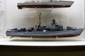 Model of a gunship or battleship in a museum