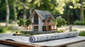 The model house on blueprint. AI generated Royalty Free Stock Photo