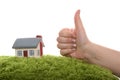 Model of house with hand as ok symbol Royalty Free Stock Photo