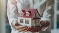 The Model House in Hands. AI generated Royalty Free Stock Photo