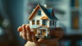 The model house in hands.AI generated image Royalty Free Stock Photo