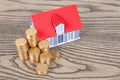 A model house and a pile of coins Royalty Free Stock Photo