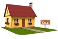 Model house. For sale signboard.