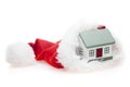Model House in a Santa Claus Hat Royalty Free Stock Photo
