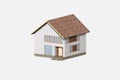 Model house with tiled roof. Understanding mortgages. Concept investing in real estate. Family home. Royalty Free Stock Photo