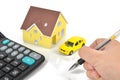 Model house and toy car Royalty Free Stock Photo