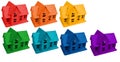 Model of houses in colors of rainbow, collage