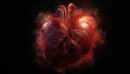 Model of the human heart. Red heart, healthcare, hope, life insurance concept, world heart day