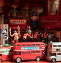 Model of iconic vintage red double decker London bus with slogan 'Best of British' on the side. Royalty Free Stock Photo