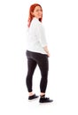 Model isolated on plain background back turning Royalty Free Stock Photo