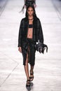 Model Joan Smalls walks the runway during the Versace fashion show Royalty Free Stock Photo