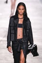 Model Joan Smalls walks the runway during the Versace fashion show Royalty Free Stock Photo