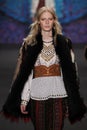 Model Julia Nobis walks the runway at the Anna Sui fashion show during MBFW Fall 2015 Royalty Free Stock Photo