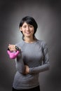 Model with kettlebell