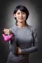 Model with kettlebell