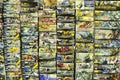 Model kit toy boxes are stacked overlapping and sold to fans.