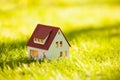 Model of little house in the green grass Royalty Free Stock Photo