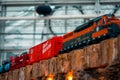 Model Locomotive train running along a track