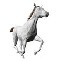 Model of low poly white galloping horse from isolated on white background. Front view. 3D. Vector illustration Royalty Free Stock Photo
