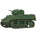 Model M3 Stuart light tank isolated on white 3D Illustration