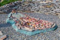 Model of the medieval fortified city of Sighisoara in Mini Transylvania Park at Odorheiu Secuiesc, Transylvania, Romania