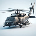 A model of a military helicopter on a light background.