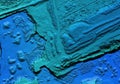 Digital topographic elevation model of a excavation site with steep walls