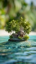 Model Mock Up Miniature of Tropical Island Paradise With Hotel With Tilt-Shift Photography Effect. AI Generated