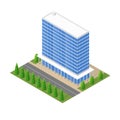 The model of the modern glass buildings in the isometric. Royalty Free Stock Photo