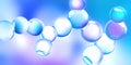 Model of the molecule on a blue and violet background. Abstract 3d illustration relevant to scientific, chemical, and physical Royalty Free Stock Photo